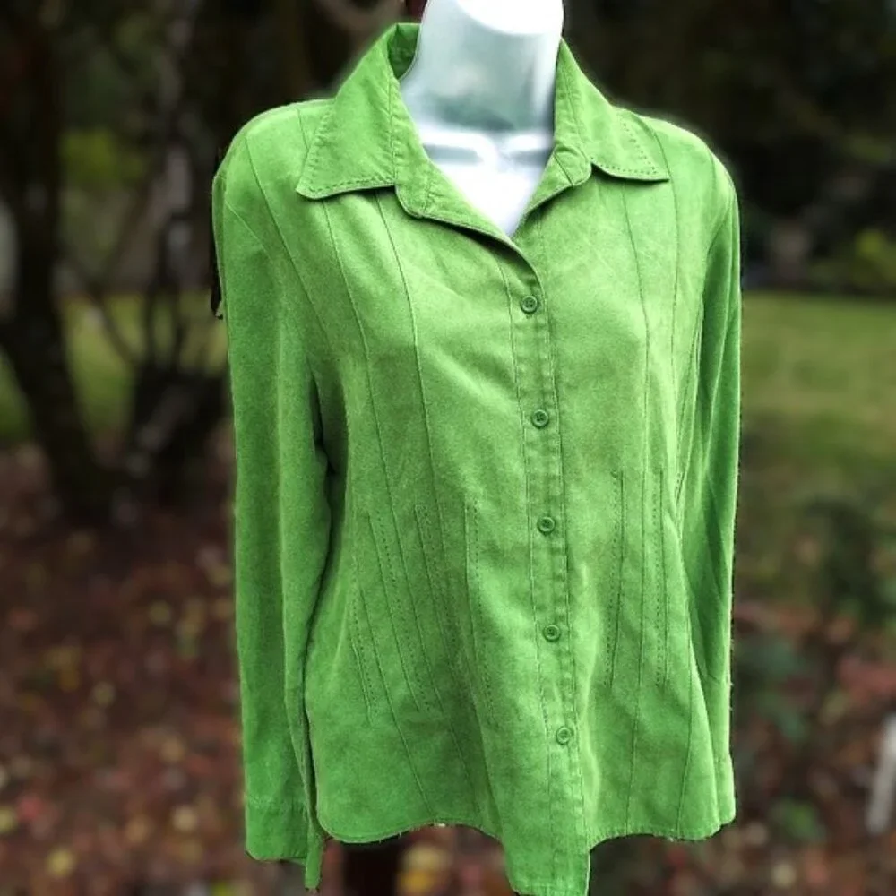 Talbots Faux Suede Button Down Like New M